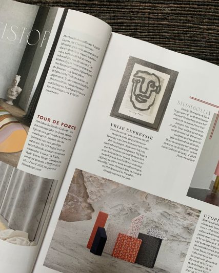 timothy van oorschot with an art work in elle decoration